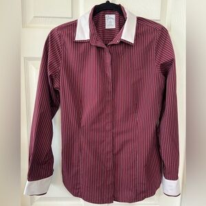 Brooks Brothers Maroon and White Striped button-down, women’s 8